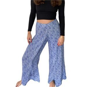 Nic+Zoe Palazzo Waterfall wide leg pants blue pattern